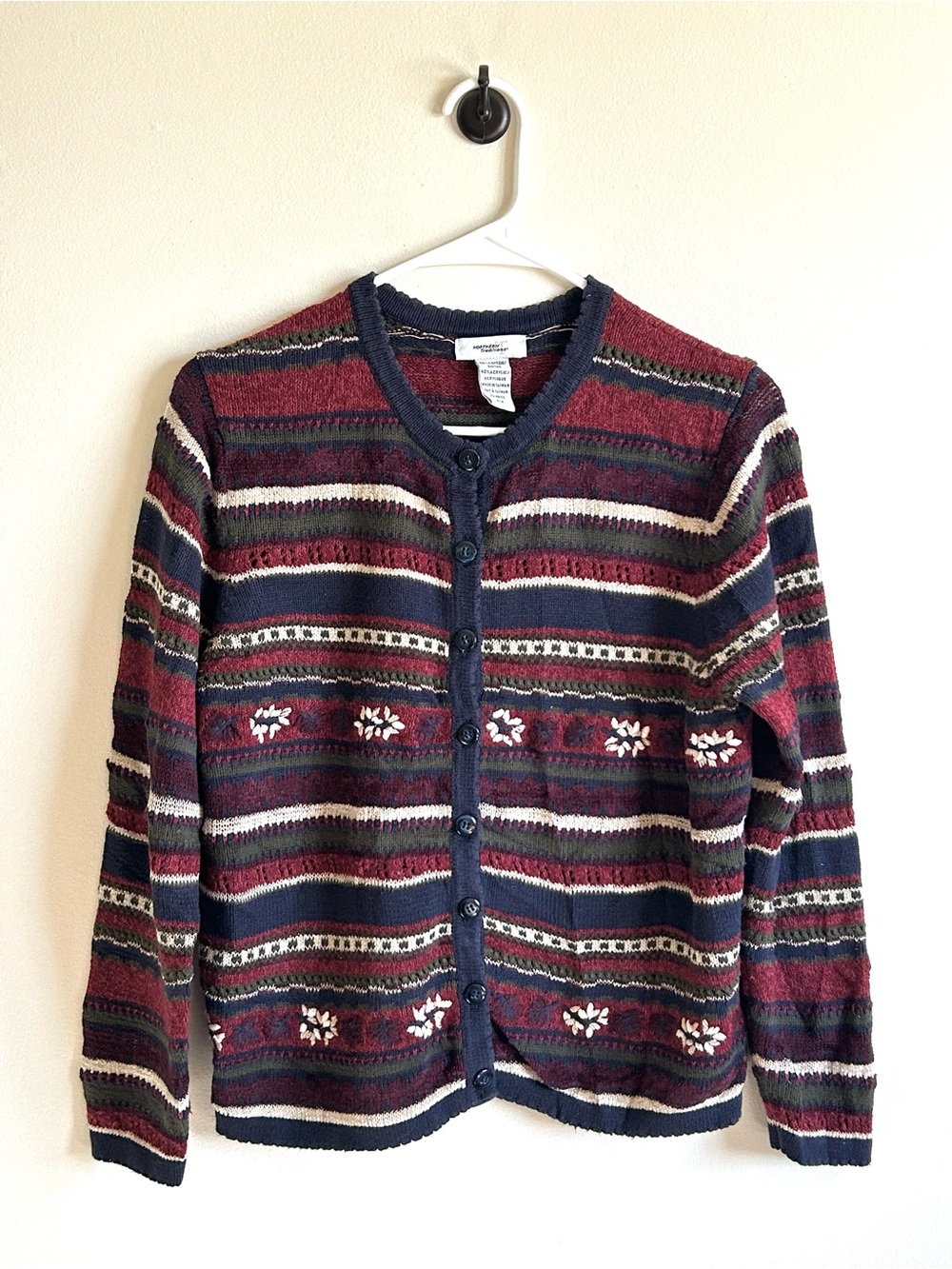 Vintage Northern Traditions Fair Isle Button Front Knit Cardigan Sweater